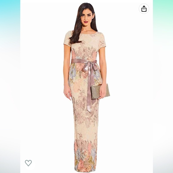 ADRIANNA PAPELL MATELASSE COLUMN GOWN Cocktail dress size 8 - Picture 1 of 8